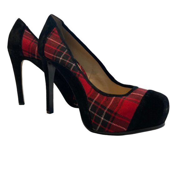 Gianni Bini Heels - Red & Black Buffalo Plaid Heels (Stilettos) - Picture 6 of 8
